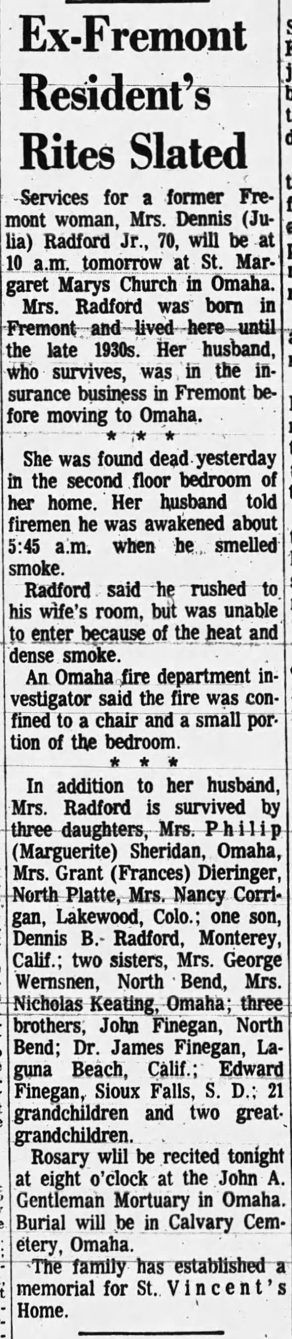 Clipping from Fremont Tribune